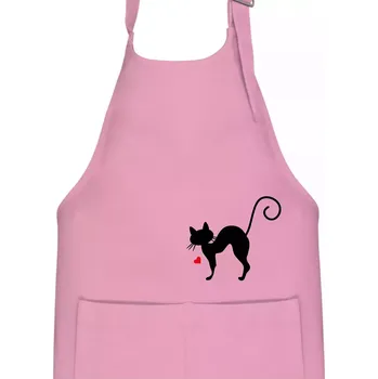 Kuchyňská zástěra Zamilovaná kočka prohnutá - Dětská zástěra na vaření - Univerzální velikost ( Růžová )