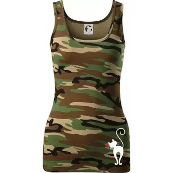 Dámské tričko Zamilovaná kočka zezadu - Dámské Maskáčové tílko - L ( Hnědý maskáč )