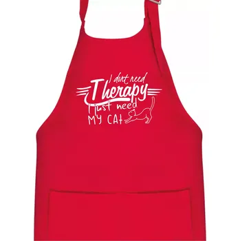 Kuchyňská zástěra I dont need therapy - i need my cat - Dětská zástěra na vaření - Univerzální velikost ( Červená )