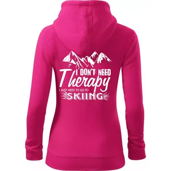 Dámská mikina I dont need therapy - Skiing - Dámská mikina trendy zipper s kapucí - M ( Purpurová )