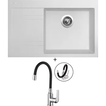 Kuchyňský dřez Granitový dřez SET Sinks RIM 780 P milk + Kuchinox ELZA BKE 761 chrom/černá