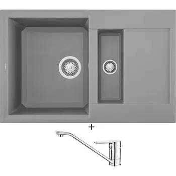 Granitový dřez Granitový dřez SET Elleci EASY 325 G48 cemento + Deante CORIO BFC 060M chrom