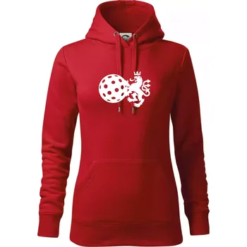 Dámská mikina Český lev florbal - Mikina dámská Cape s kapucí - S ( Červená )