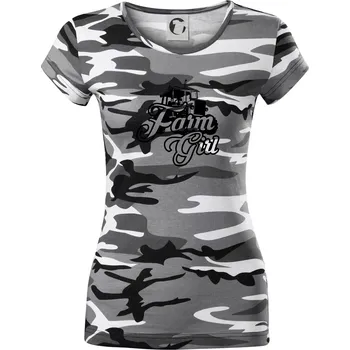 Dámské tričko Farm Girl - Dámské maskáčové triko - M ( Šedý maskáč )