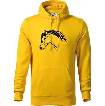 Pánská mikina Kůň - hlava celá - Mikina pánská Cape s kapucí - S ( Žlutá )
