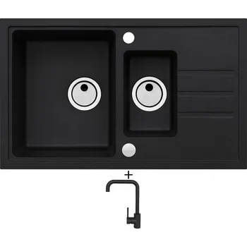 Kuchyňský dřez Granitový dřez SET Alveus INTERMEZZO 70 černá matná + Alveus OZ černá matná