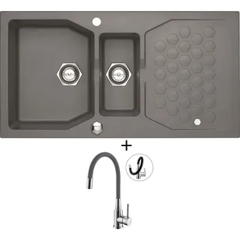 Granitový dřez Granitový dřez SET Alveus SENSUAL 70 steel 04 + Alveus MINTAS chrom/šedá