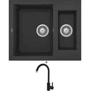 Granitový dřez Granitový dřez SET Elleci EASY 150 G40 full black + Elleci C01 CADDY G40 full black