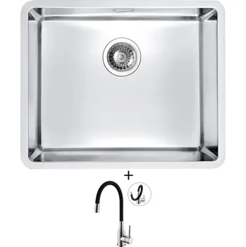 Granitový dřez Dřez pod desku SET Alveus KOMBINO 50 U nerez + Alveus MINTAS chrom/černá