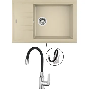 Granitový dřez SET Teka STONE 60 S-TG 1B 1D topaz + Kuchinox ELZA BKE 761 chrom/černá