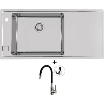 Nerezový dřez Nerezový dřez SET Alveus STRICTO 30 nerez odkap vpravo + Alveus MINTAS nerez/černá