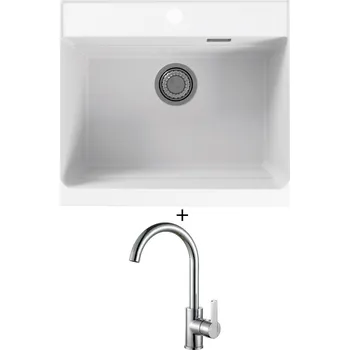 Granitový dřez Granitový dřez SET Alveus ATROX 30 white 11 + Alveus TONIA chrom