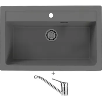 Granitový dřez Granitový dřez SET Alveus ATROX 40 beton 81 + Alveus RIVIERA X chrom