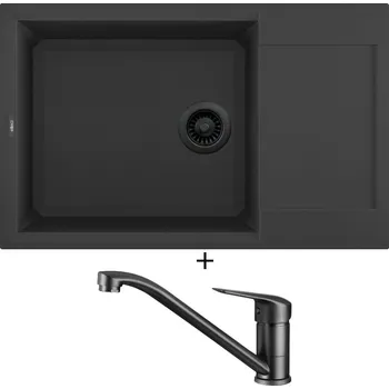 Granitový dřez Granitový dřez SET Elleci EASY 310 černá edice + Deante NEO BORO BMO N60M černá matná