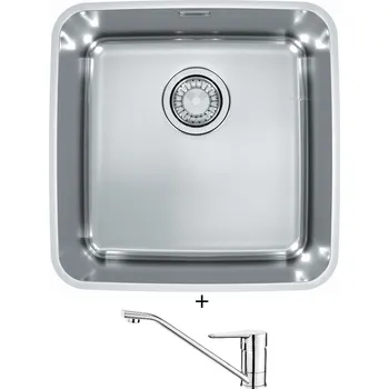 Granitový dřez Dřez pod desku SET Alveus LUNO 30 nerez + Deante CORIO BFC 060M chrom