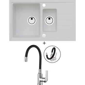 Granitový dřez Granitový dřez SET Alveus INTERMEZZO 70 white 11 + Kuchinox ELZA BKE 761 chrom/černá