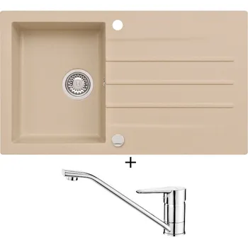 Granitový dřez Granitový dřez SET Alveus CORTINA 130 beige 55 + Deante CORIO BFC 060M chrom