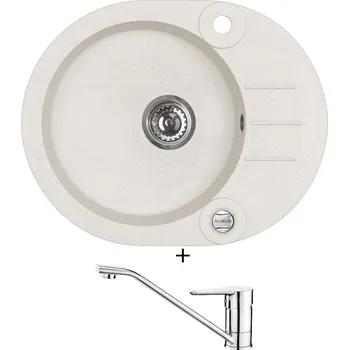 Granitový dřez Granitový dřez SET Alveus ROLL 40 white 11 + Deante CORIO BFC 060M chrom