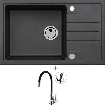 Granitový dřez Granitový dřez SET Alveus INTERMEZZO 130 black 91 + Alveus MINTAS chrom/černá