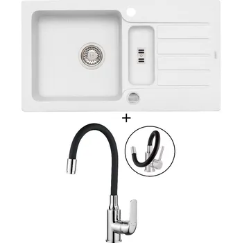 Granitový dřez Granitový dřez SET Alveus NIAGARA 70 white 11 + Kuchinox ELZA BKE 761 chrom/černá