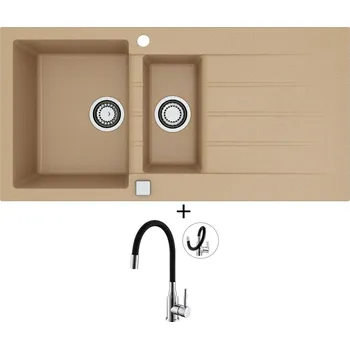 Granitový dřez Granitový dřez SET Alveus CADIT 80 beige 55 + Alveus MINTAS chrom/černá