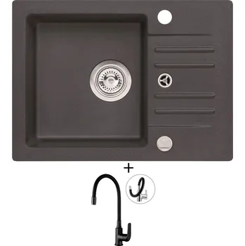 Granitový dřez Granitový dřez SET Alveus CORTINA 40 black 91 + Kuchinox ELZA BKE B61D černá matná