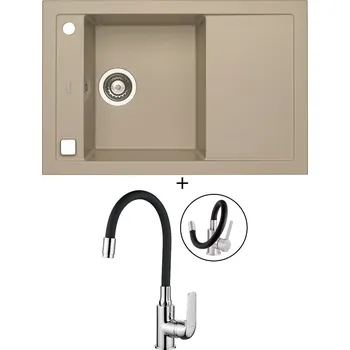 Granitový dřez Granitový dřez SET Alveus FORMIC 30 pebble 02 + Kuchinox ELZA BKE 761 chrom/černá