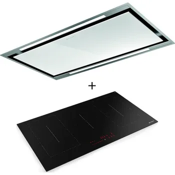 Digestoř SET FABER HEAVEN LIGHT PRO G/WH FLAT KL A90 + FABER FCH 95 BK KL