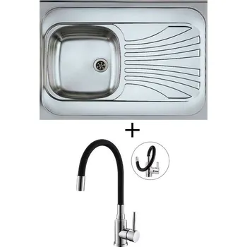 Nerezový dřez Nerezový dřez SET Alveus CLASSIC 30 X nerez s dřevěným rámem odkapávací plocha vpravo + Alveus MINTAS chrom/černá