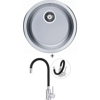 Nerezový dřez SET Alveus FORM 10 fi 90 tkaná struktura + Deante NEO LUNO BOC B720 nerez