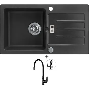 Granitový dřez Granitový dřez SET Alveus VICTORIA 30 black 91 + Kuchinox ELZA BKE B61D černá matná