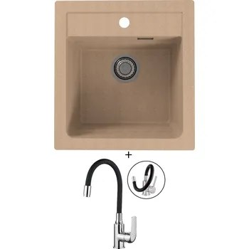 Granitový dřez Granitový dřez SET Alveus ATROX 20 beige 55 + Kuchinox ELZA BKE 761 chrom/černá