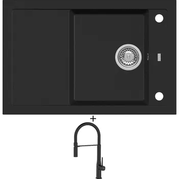 Granitový dřez Granitový dřez SET Alveus FORMIC 30 černá matná + Laveo POLLA FLEXI černá matná