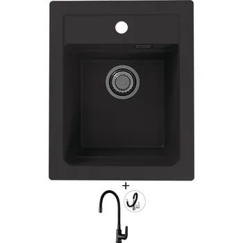 Granitový dřez Granitový dřez SET Alveus ATROX 10 black 91 + Kuchinox ELZA BKE B61D černá matná