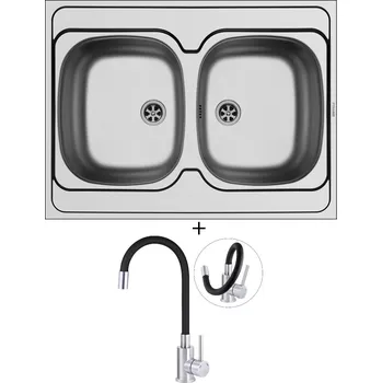 Nerezový dřez Nerezový dřez SET Pyramis INTERNATIONAL (80x60) 2B nerez + Deante NEO LUNO BOC B720 nerez