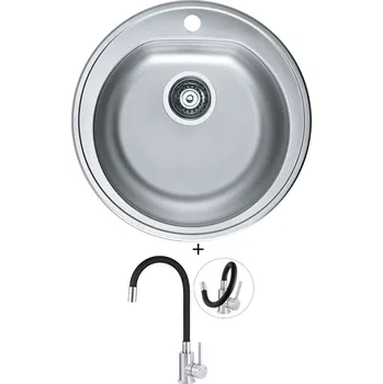 Nerezový dřez Nerezový dřez SET Alveus FORM 30/185 tkaná struktura + Deante NEO LUNO BOC B720 nerez