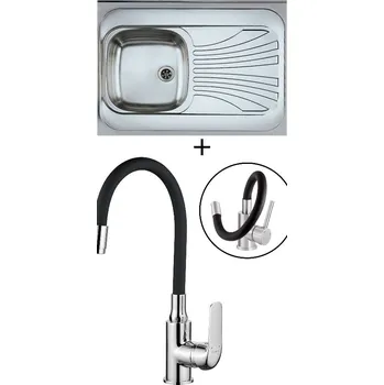 Kuchyňský dřez Nerezový dřez SET Alveus CLASSIC 30 N nerez odkapávací plocha vpravo + Kuchinox ELZA BKE 761 chrom/černá