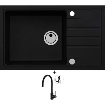 Granitový dřez Granitový dřez SET Alveus INTERMEZZO 130 černá matná + Alveus MINTAS černá matná