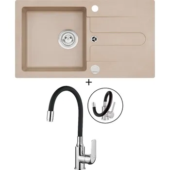 Granitový dřez Granitový dřez SET Alveus CORTINA 110 beige 55 + Kuchinox ELZA BKE 761 chrom/černá