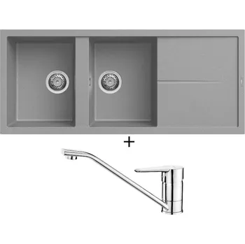Granitový dřez Granitový dřez SET Elleci UNICO 500 G48 cemento + Deante CORIO BFC 060M chrom
