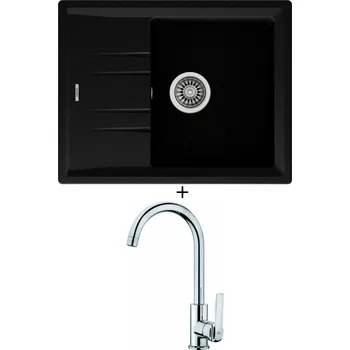 Granitový dřez SET Teka STONE 45 S-TG 1B 1D nero + Teka IN 915 CR chrom