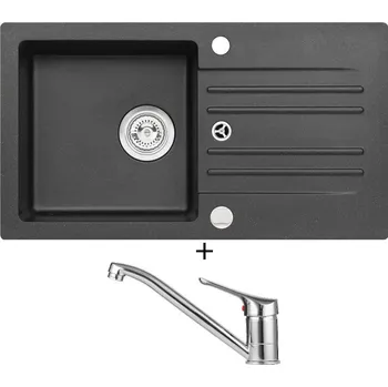 Granitový dřez Granitový dřez SET Alveus CORTINA 140 black 91 + Alveus RIVIERA X chrom