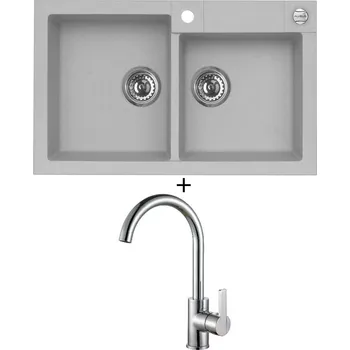 Granitový dřez Granitový dřez SET Alveus ROCK 90 beton 81 + Alveus TONIA chrom