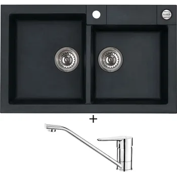 Granitový dřez Granitový dřez SET Alveus ROCK 90 black 91 + Deante CORIO BFC 060M chrom