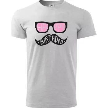 Mustache narozeniny - brýle - Triko extra velké (5-8XL) - 6XL ( Světlešedý Melír )