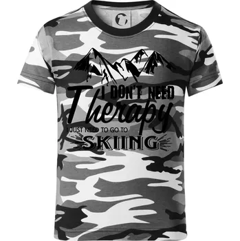 Chlapecké tričko I dont need therapy - Skiing - Dětské maskáčové triko - 146 cm/10 let ( Šedý maskáč )