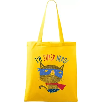 Super hero kočka - Taška bavlněná - 42 x 38 cm ( Žlutá )