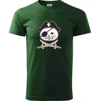 Kočičí pirát - Triko extra velké (5-8XL) - 8XL ( Lahvově zelená )