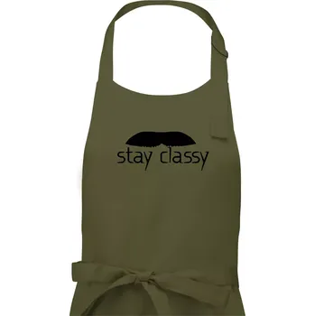 Kuchyňská zástěra Stay Classy - mustache - Dámská zástěra na vaření - Univerzální velikost ( Khaki )