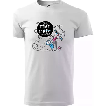 Pánské tričko The time is meow - Triko extra velké (5-8XL) - 6XL ( Bílá )